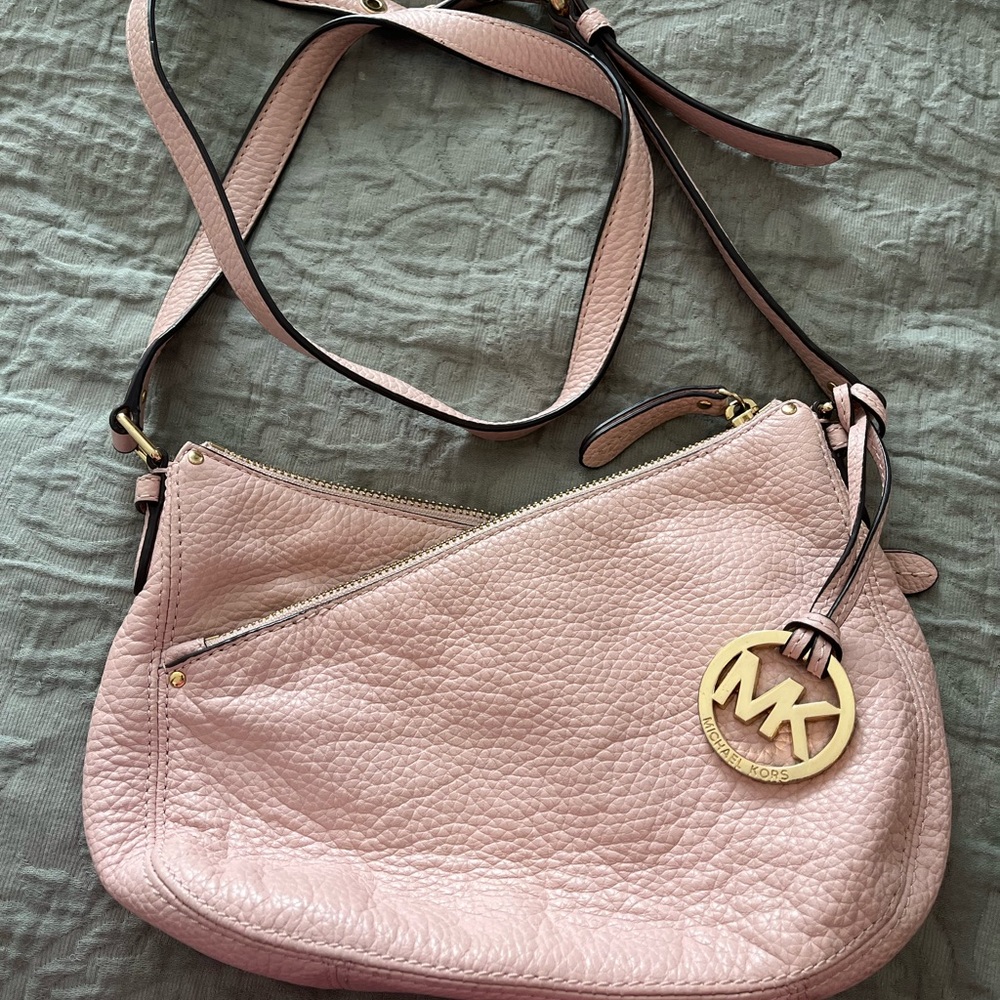 Michael Kors Blush Pink Crossbody Bag with Gold Accents